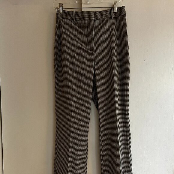 Zara Dress Pants Women's Large Brown Black Houndstooth Stretch Fabric - Picture 1 of 3